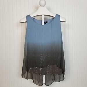 H Trend Sleeveless Ombre Silk Sequin Top Small
